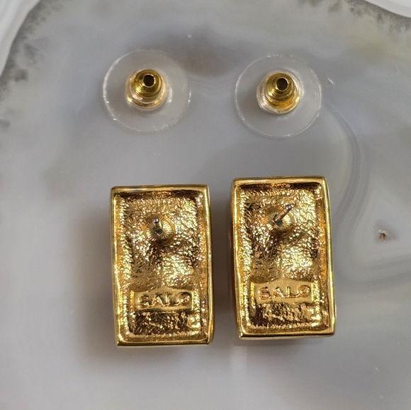 Swarovski Pink Double Emerald Cut Post Back Vintage Earrings - Picture 3 of 11